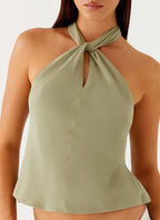 Maddox Scarf Top - Sage