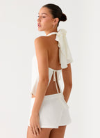 Maddox Scarf Top - White