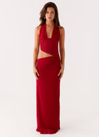 Main Act Halter Maxi Dress - Raspberry