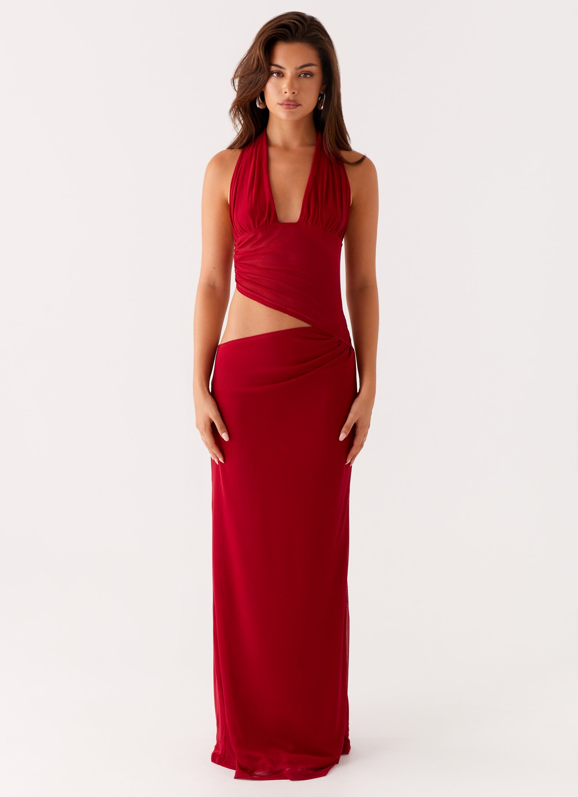 Main Act Halter Maxi Dress - Raspberry