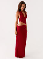 Main Act Halter Maxi Dress - Raspberry