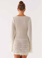 Majestic Beaded Crochet Mini Dress - Ivory