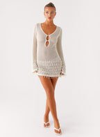 Majestic Beaded Crochet Mini Dress - Ivory