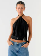 Mason Halter Neck Top - Black