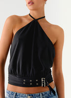 Mason Halter Neck Top - Black