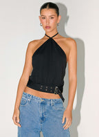 Mason Halter Neck Top - Black