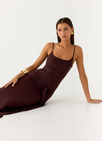 Matoma Bodysuit Maxi Dress - Cool Chocolate