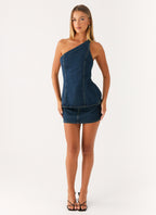 Maysa Low Rise Mini Skirt - Washed Denim