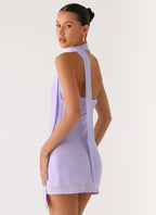 Melisande Scarf Neck Mini Dress - Lavender