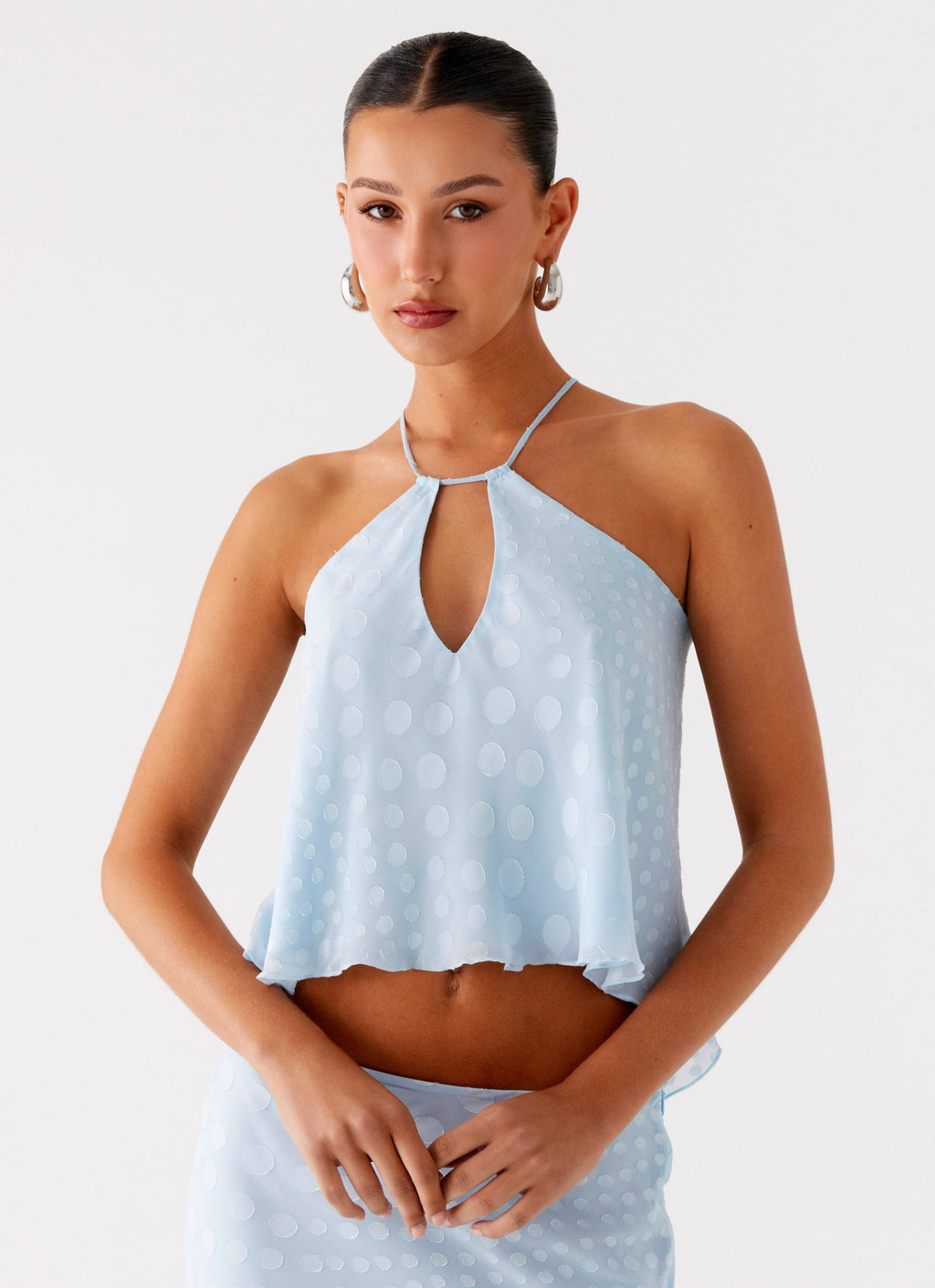 Mena Chiffon Spot Top - Blue