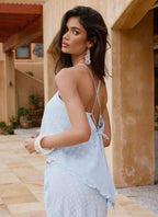 Mena Chiffon Spot Top - Blue