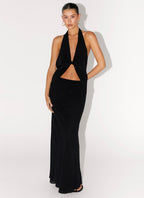 Michaella Chiffon Twist Top - Black