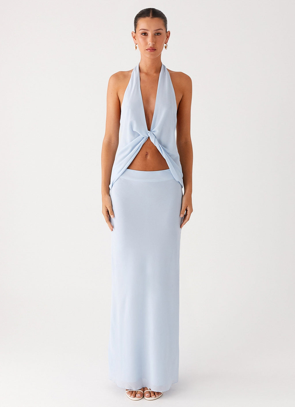 Michaella Chiffon Twist Top - Blue