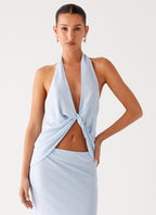 Michaella Chiffon Twist Top - Blue