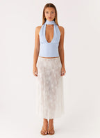 Milos Scarf Halter Neck Top - Blue