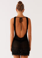 Miracle Beaded Crochet Mini Dress - Black