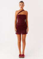 Misty Mesh Mini Dress - Maroon