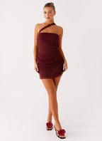 Misty Mesh Mini Dress - Maroon