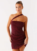 Misty Mesh Mini Dress - Maroon