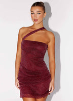 Misty Mesh Mini Dress - Maroon