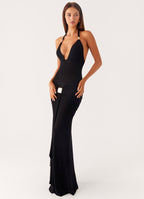 Miyah Halter Hardware Maxi Dress - Black