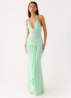 Miyah Halter Hardware Maxi Dress - Mint Blue