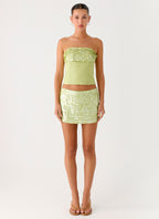 Mona Beaded Bandeau Top - Green