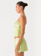 Mona Beaded Bandeau Top - Green