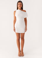 Moonlight Oasis Asymmetrical Cotton Mini Dress - Off White