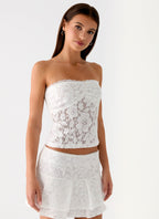 Moroder Strapless Lace Top - Cream