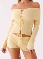 Muted Muse Knit Long Sleeve Top - Yellow