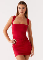 Mystic Fern Mini Dress - Merlot Red