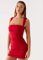 Mystic Fern Mini Dress - Merlot Red