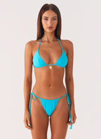 Natti Shell Halter Bikini Top - Turquoise Blue