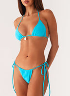 Natti Shell Halter Bikini Top - Turquoise Blue