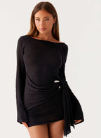Niella Long Sleeve Wrap Mini Dress - Black