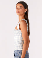 No Drama Strap Top - Grey Check