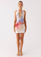 No Time Mini Dress - White Sea Bloom