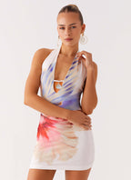 No Time Mini Dress - White Sea Bloom