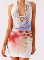 No Time Mini Dress - White Sea Bloom