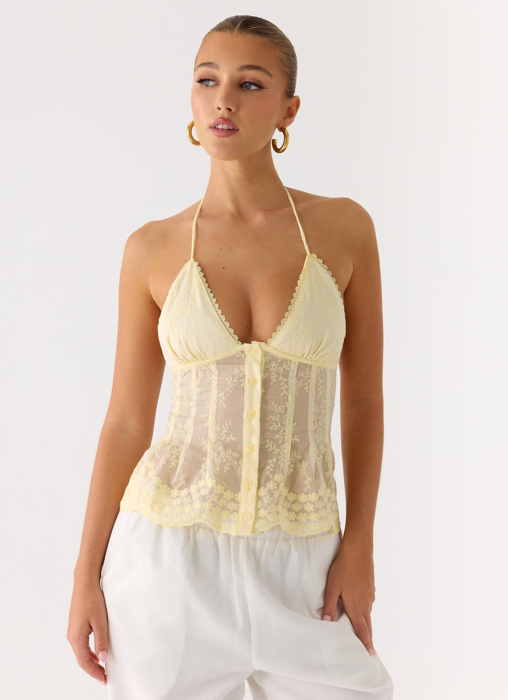 Non Stop Halter Top - Butter Yellow