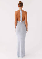 Novalee Flower Crochet Maxi Dress - Blue