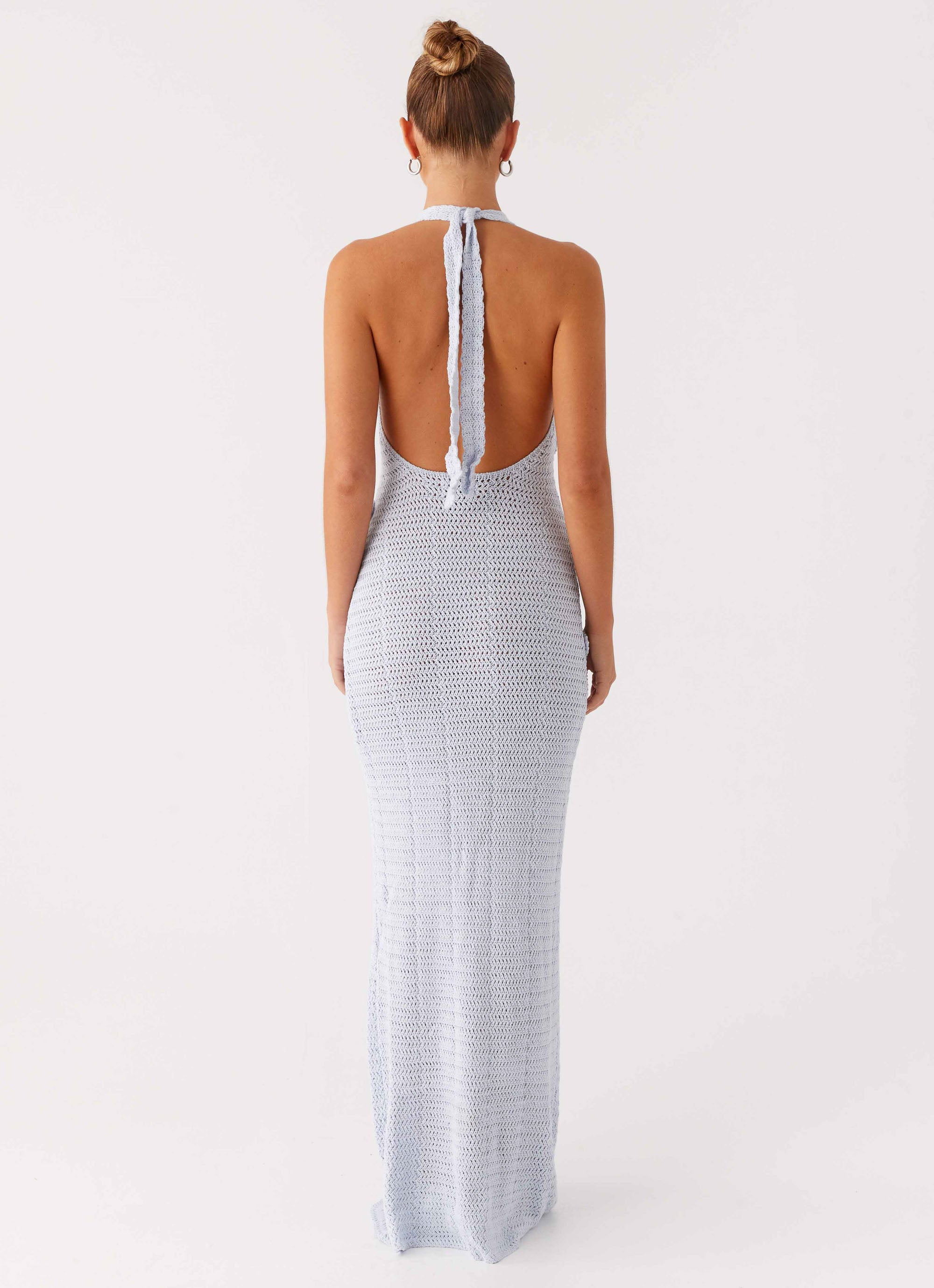 Novalee Flower Crochet Maxi Dress - Blue