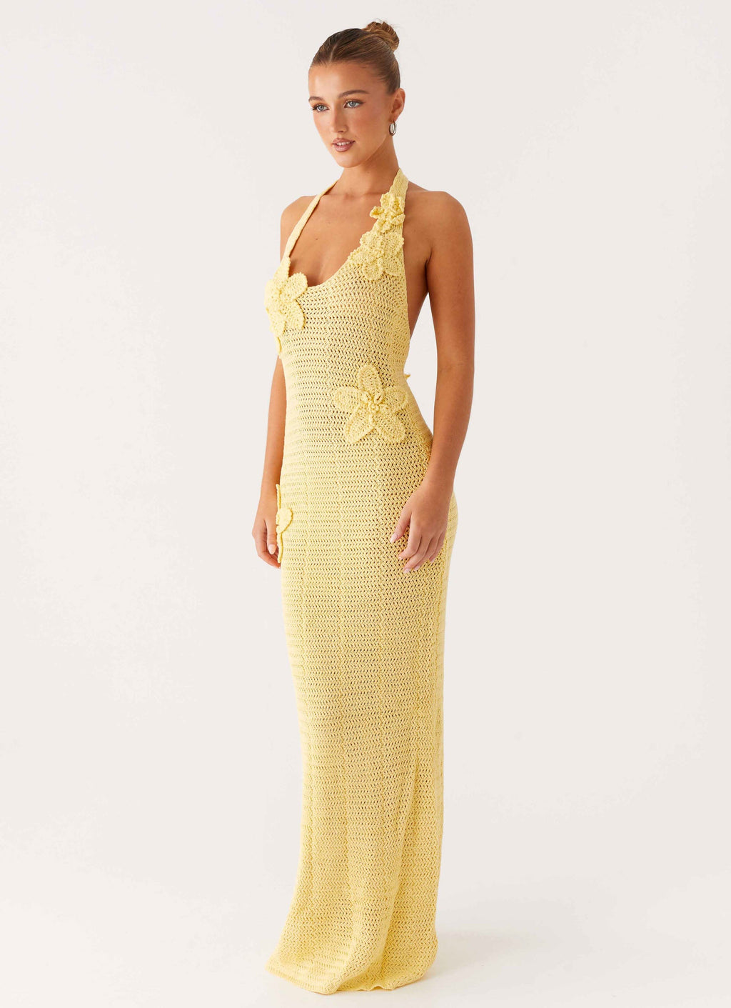 Novalee Flower Crochet Maxi Dress - Yellow
