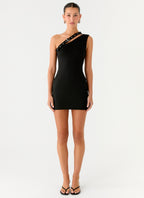 Off The Grid Eyelet Mini Dress - Black