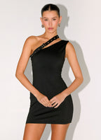 Off The Grid Eyelet Mini Dress - Black