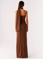 Olive Bloom Maxi Dress - Chocolate
