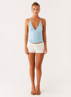Ollie Knit Halter Top - Blue