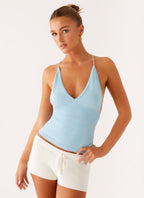 Ollie Knit Halter Top - Blue