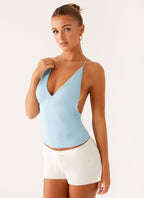 Ollie Knit Halter Top - Blue